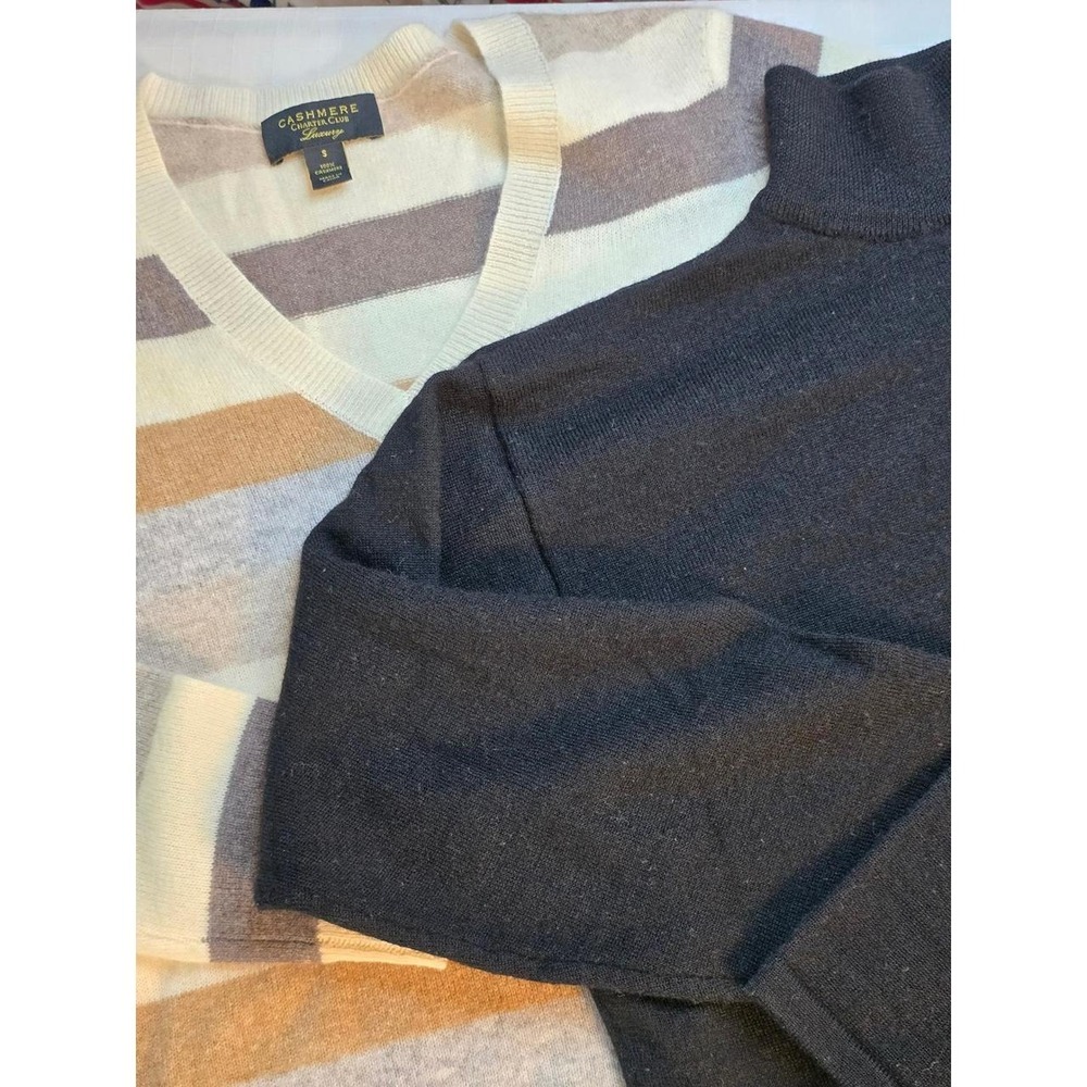 Bundle Charter Club Cashmere V-Neck & Henri Bendel Wool Turtleneck Sweaters S